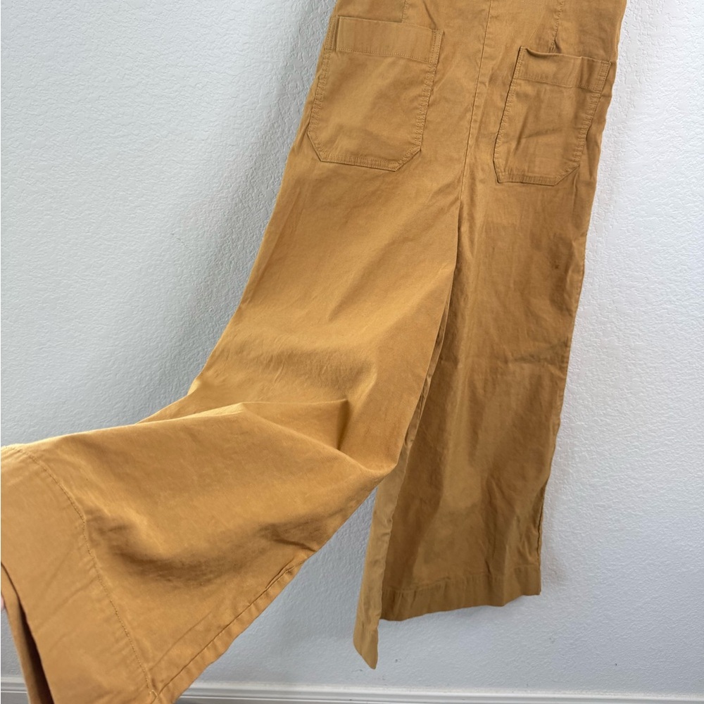 Maeve Faux-Wrap Short-Sleeve Culotte Jumpsuit Wide Leg Brown Anthropologie Sz 4‎ - Picture 3 of 6
